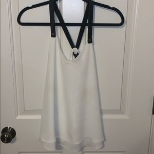 Aqua white silk tank top